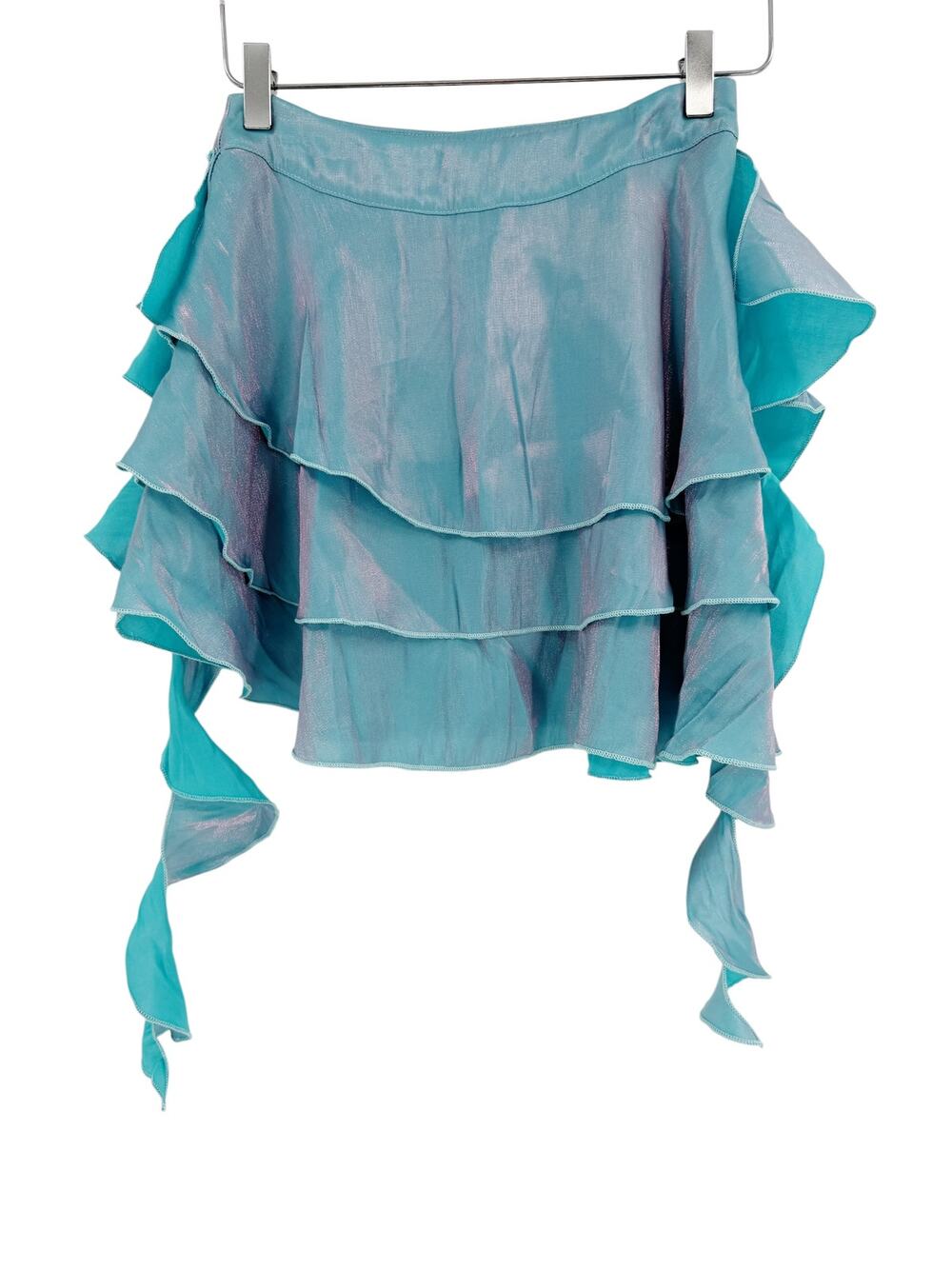 ROMWE Mini Skirt Size S / Size 4 Blue Iridescent Mermaid Ruffle